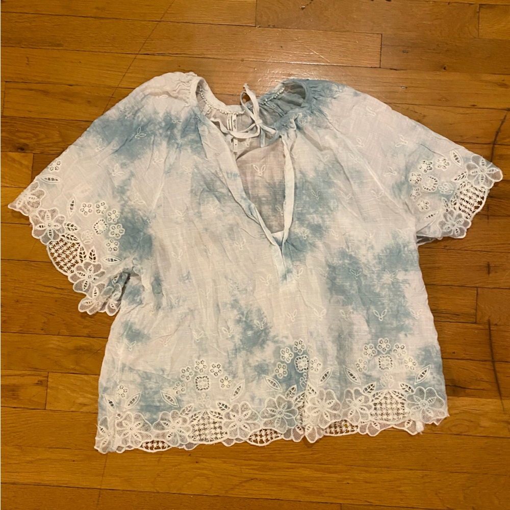 Blue tie dye Anthropologie Blouse